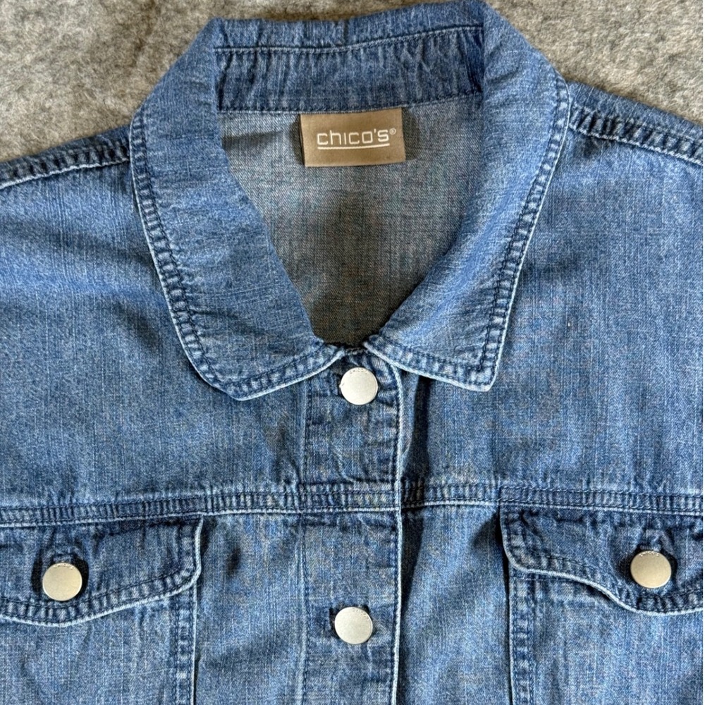 Chico's Women's Jean Jacket Blue Denim Large (Approx. Size 2 / 12–14)‎ Classic